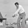 Rock Hudson playing golf in Palm Springs photo, 1955