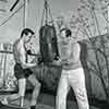 Vintage Rock Hudson photo at Terry Hunt's Gym in Hollywoood, 1952