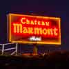 Chateau Marmont Hotel sign shot from the pool area, April 2017