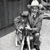 Walt Disney with a colt, April 1954
