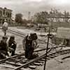 Disneyland Town Square Trolley Track Construction, 1955