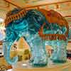 Green Glass Elephant in Ice Cream Parlour, August 2008