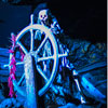 Disneyland POTC Pirate skeleton steering ship photo, September 2010