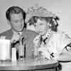 Shirley Temple with John Agar between takes of Adventure in Baltimore, 1949