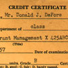 Don DeFore UCLA Class Credit Certificate