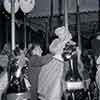 Mickey Hargitay and Jayne Mansfield, Disneyland King Arthur's Carrousel attraction, May 1957