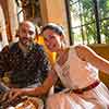 Kamy and Amand, Chateau Marmont, lobby restaurant, July 2017