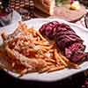 Hanger steak, Chateau Marmont patio, December 2024