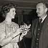 Shirley Temple and Darryl Zanuck at 20th Century-Fox welcome back party for "Mr. Belvedere Goes To College," November 1948