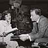 Shirley Temple and Tom Tully between takes for A Kiss For Corliss, 1949